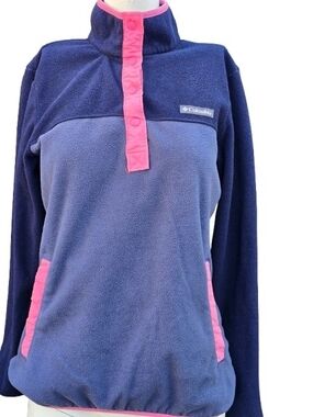 Columbia Navy and Periwinkle Fleece with Pink Trim Size M